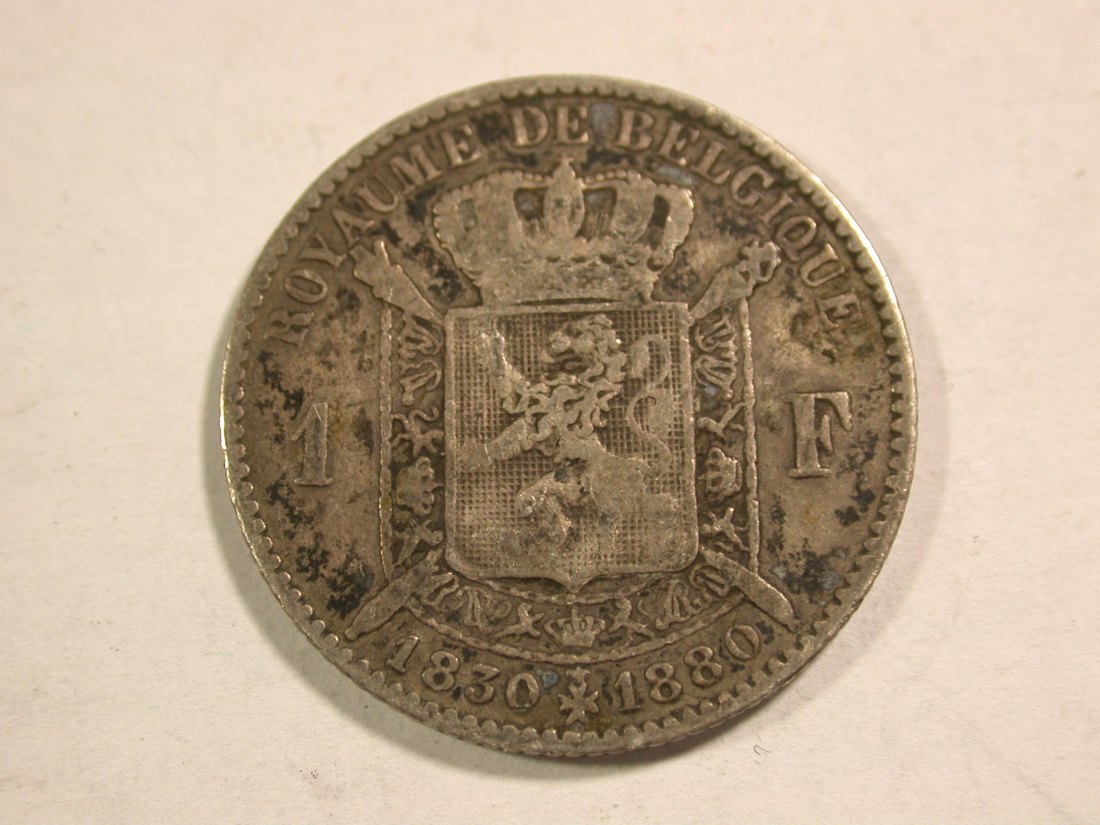  B42 Belgien  1 Franc 1880 in sehr schön, Silber   Originalbilder   