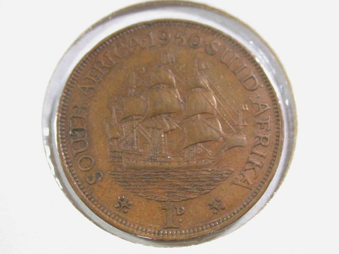 B42 Südafrika 1 Penny 1950 in vz/vz+ Originalbilder