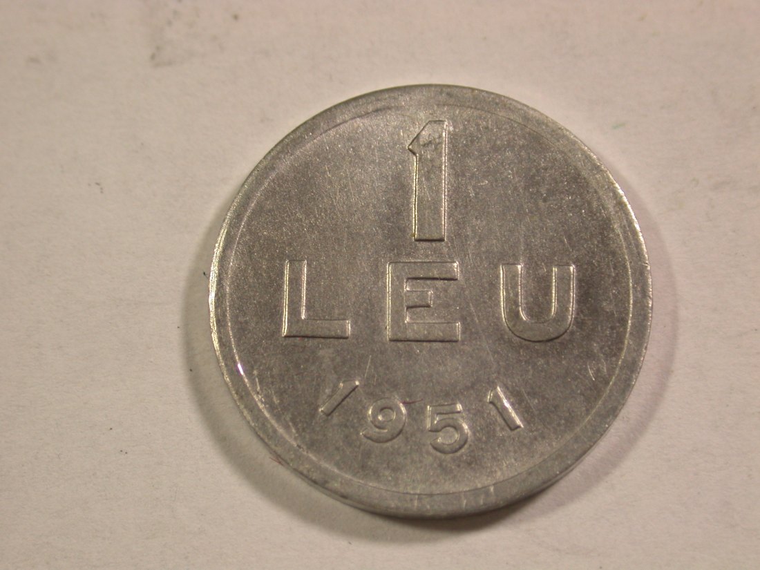 B10 Rumänien 1 Leu 1951 in ST !! Originalbilder