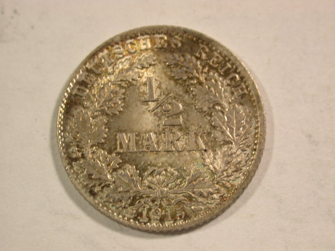  B10 KR  1/2 Mark  1915 D in ST, herrliche Patina  Originalbilder   