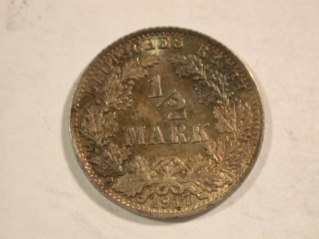  B10 KR  1/2 Mark  1917 A in f.st  herrliche Patina  Originalbilder   