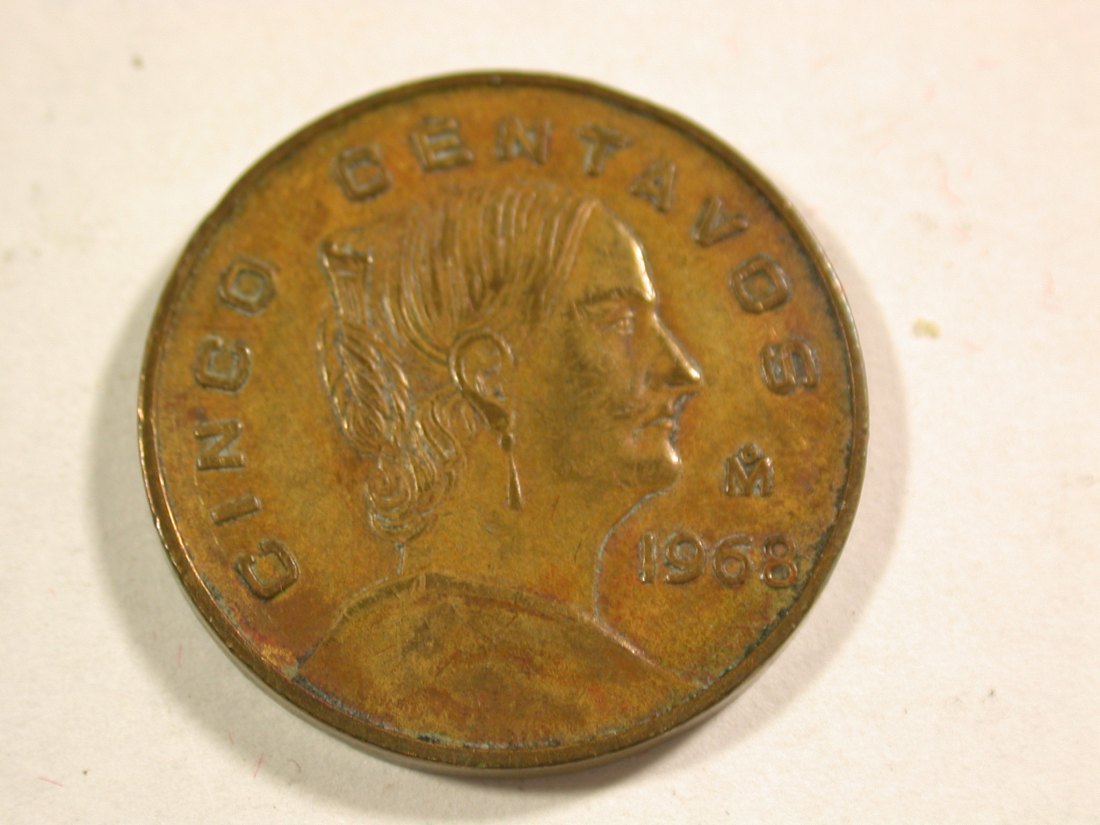 B12 Mexico 5 Centavos 1968 in ss-vz Originalbilder