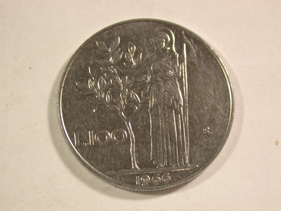  B12 Italien  100 Lire 1966 in vz  Originalbilder   
