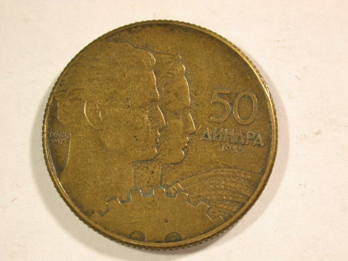  B12 Jugoslawien  50 Dinar 1955 in ss-vz Originalbilder   