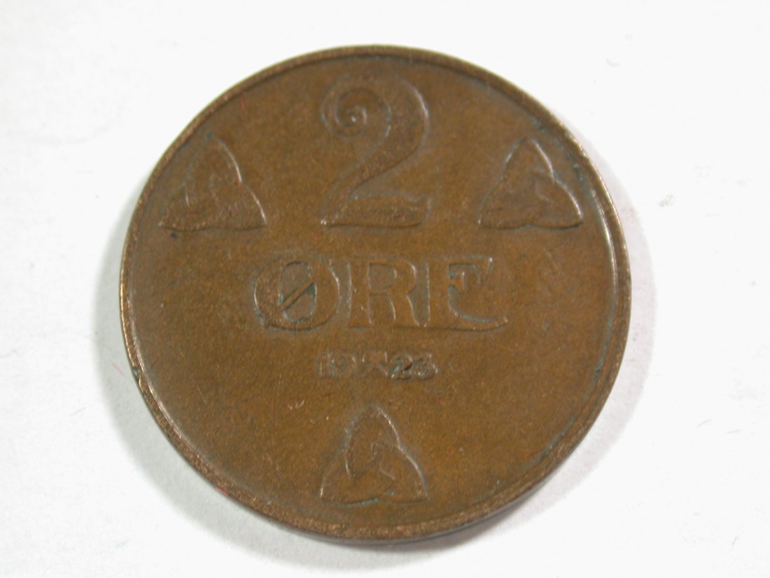 B12 Norwegen 2 Öre 1923 in ss+ RR Originalbilder