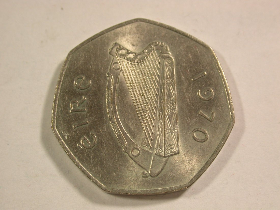  B12 Irland  50 Pence 1970 in vz   Originalbilder   