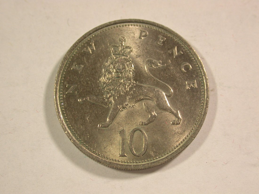 B12 Großbritannien 10 New Pence 1969 in vz-st/f.st Originalbilder