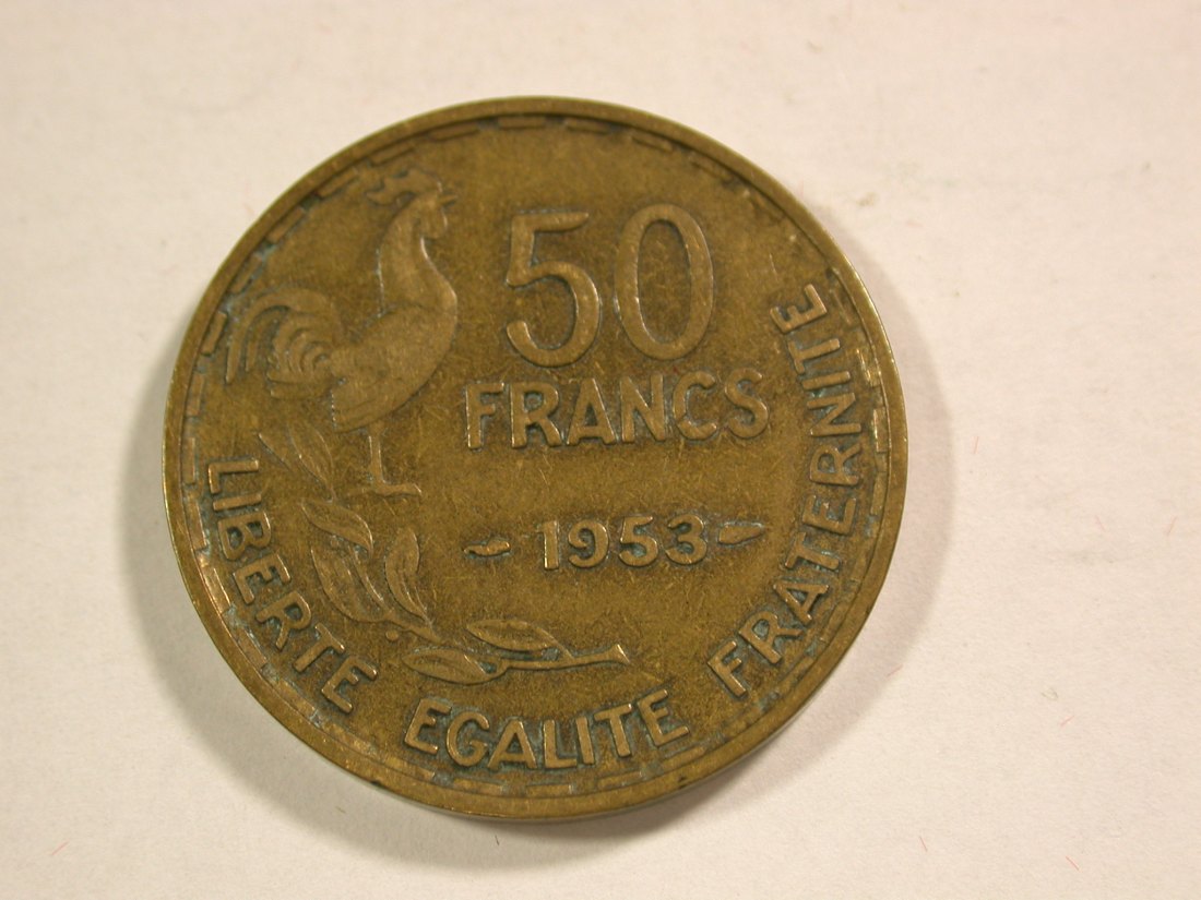 B12 Frankreich 50 Francs 1953 in ss Originalbilder