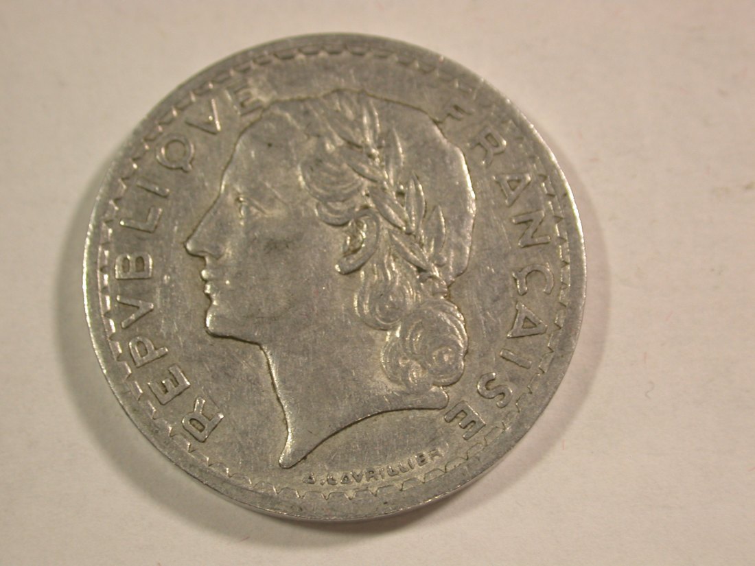 B12 Frankreich 5 Francs 1945 in ss+ Originalbilder