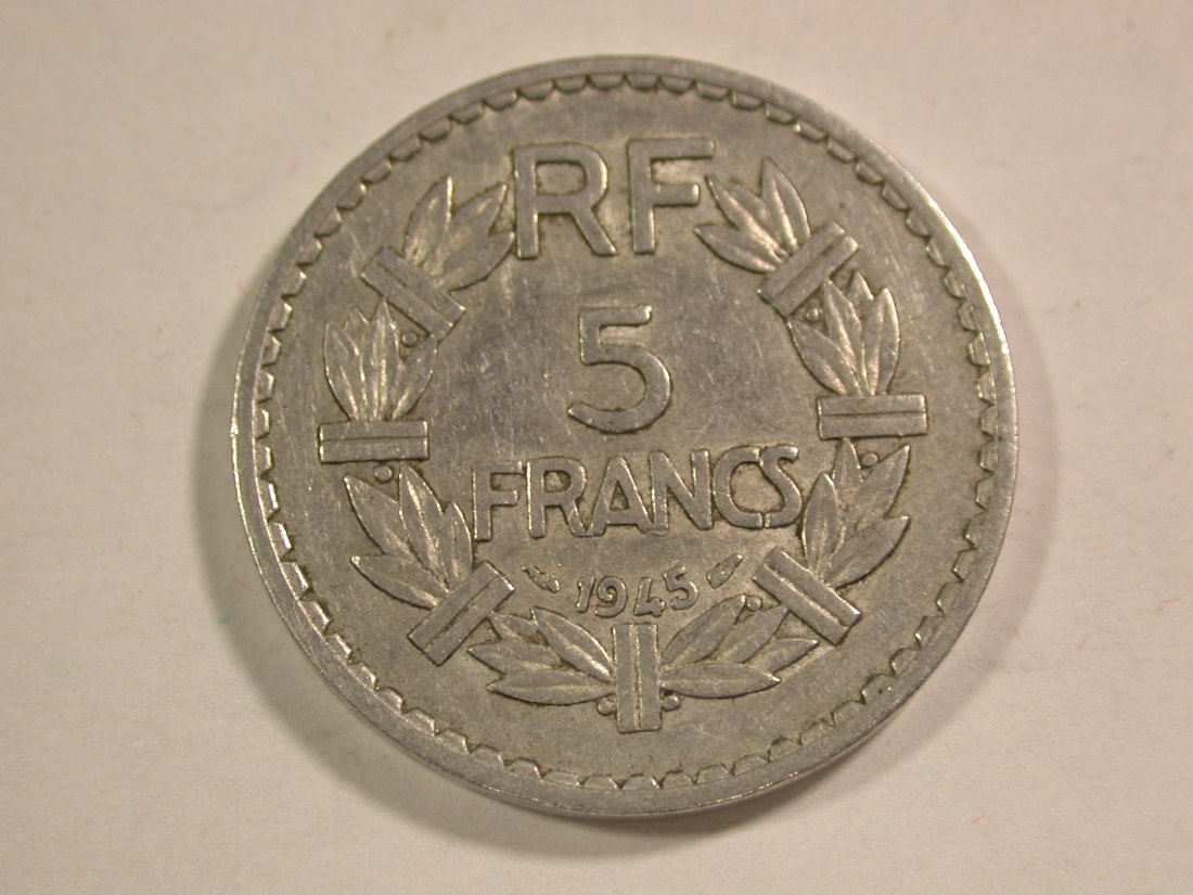  B12 Frankreich  5 Francs 1945 in ss+   Originalbilder   