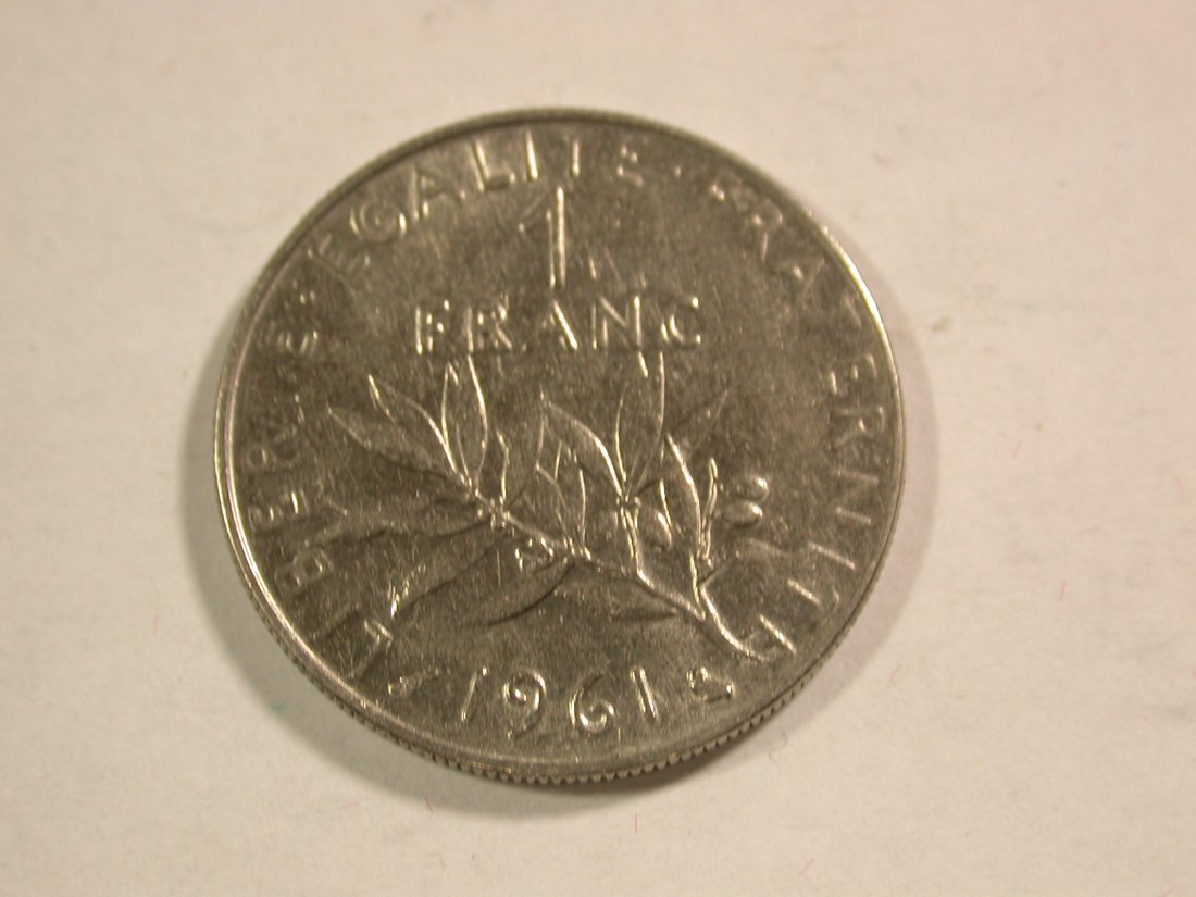  B12 Frankreich  1 Franc 1961 in ss-vz  Originalbilder   