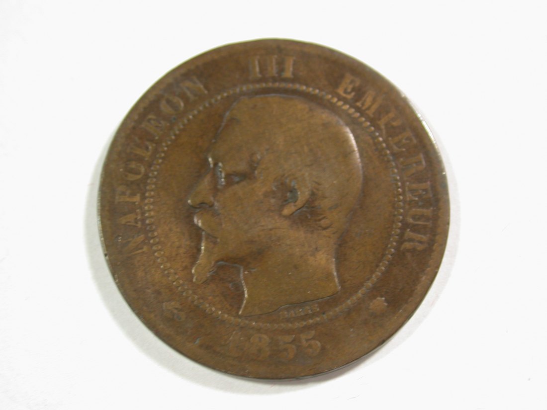  B12 Frankreich  10 Centimes 1855 M in s+   Originalbilder   