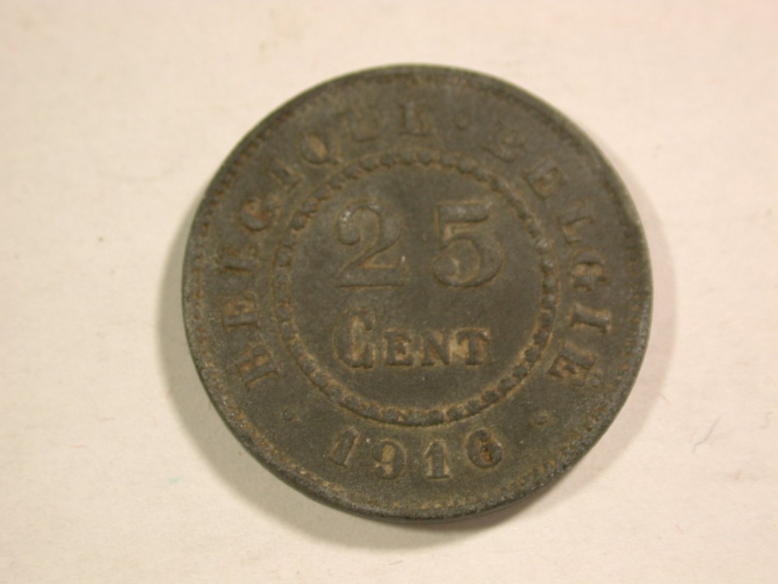  B12 Belgien  25 Centimes 1916 in ss-vz  Originalbilder   