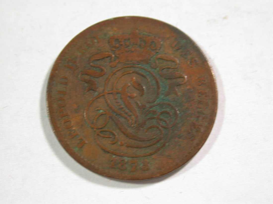  B12 Belgien  2 Centimes 1873 in f.schön   Originalbilder   