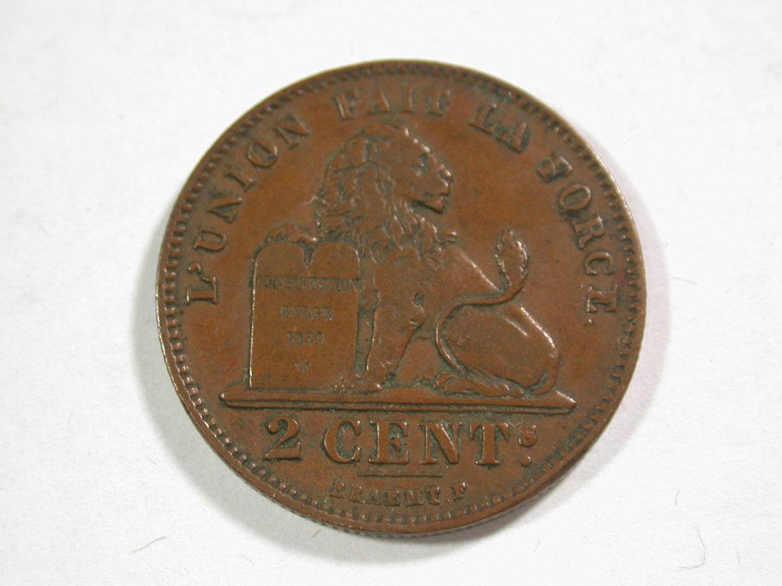 B12 Belgien 2 Centimes 1902 in ss+ Originalbilder