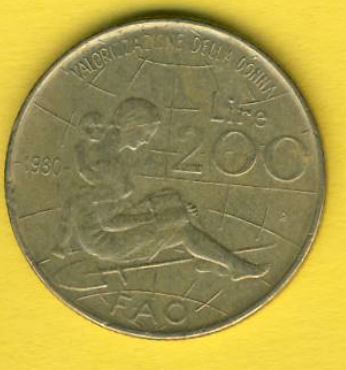  Italien 200 Lire 1980 FAO   