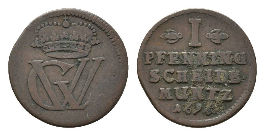  Braunschweig-Lüneburg-Celle, 1 Pfennig 1696   