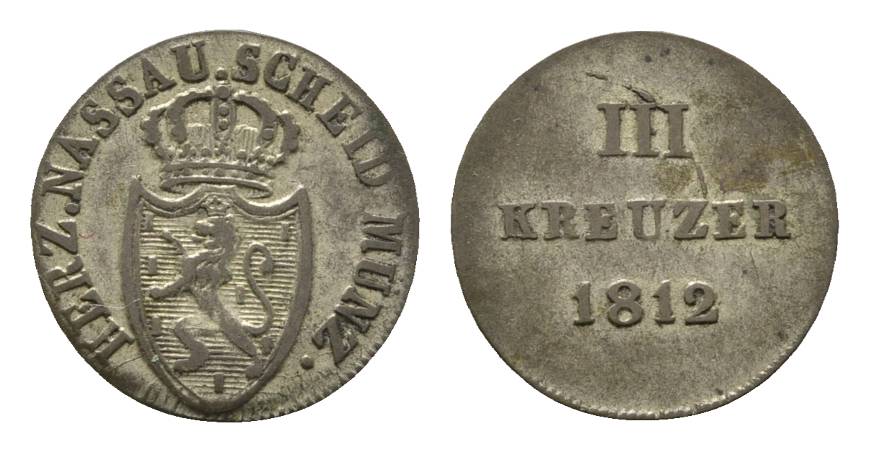  Nassau, 3 Kreuzer 1812   
