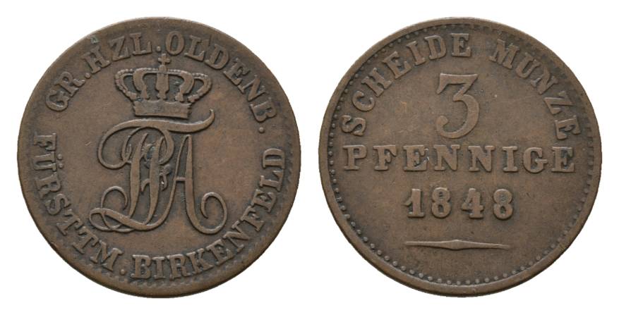  Oldenburg, 3 Pfennige 1848   