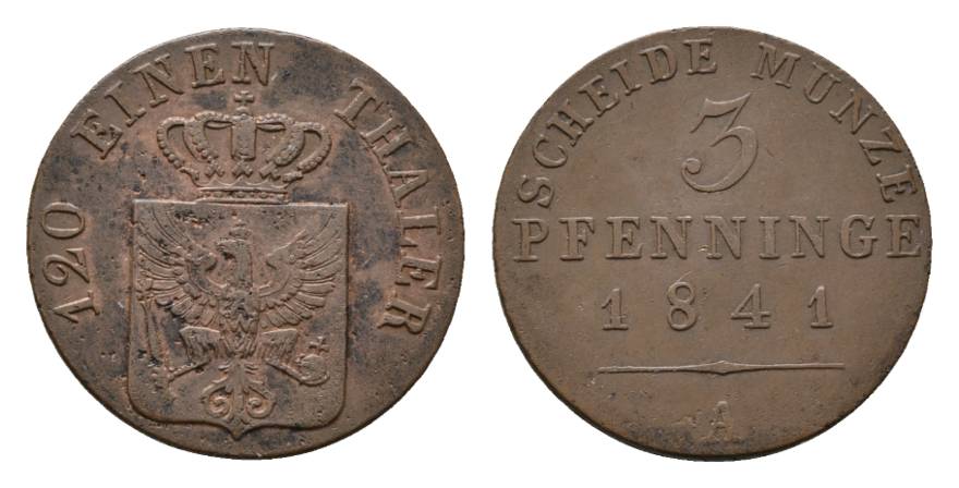  Brandenburg-Preußen, 3 Pfennig 1841 A   