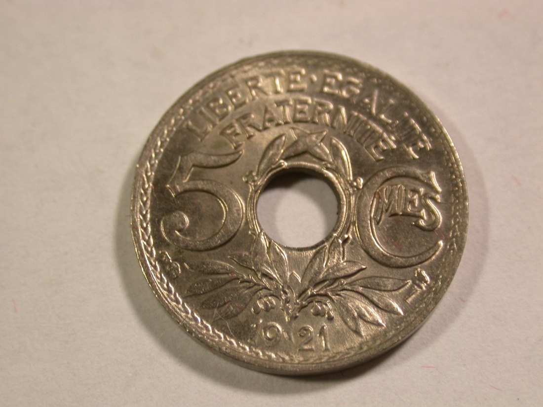 B13 Frankreich Lindauer Petit 5 Centimes 1921 in f.ST !! Originalbilder