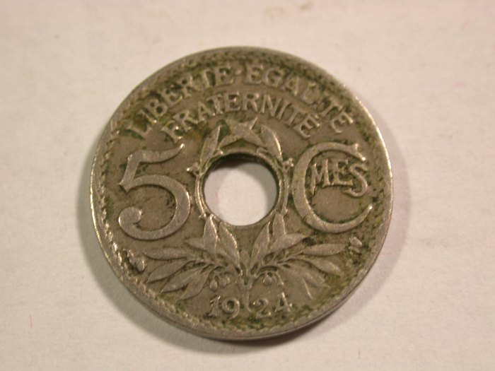 B13 Frankreich Lindauer Petit 5 Centimes 1924 in ss Originalbilder