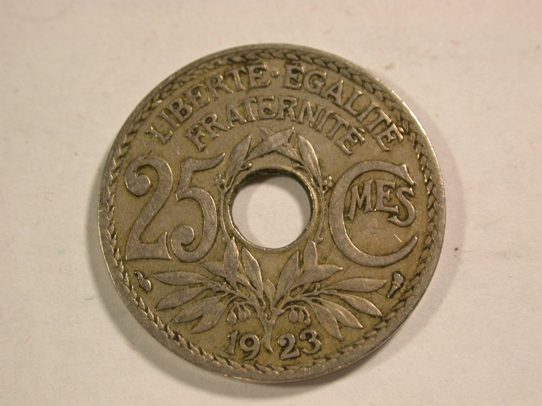 B13 Frankreich Lindauer 25 Centimes 1923 in ss+ Originalbilder
