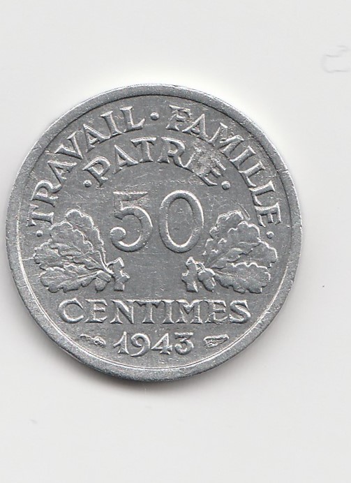  50 Centimes Frankreich 1943 (B897)   