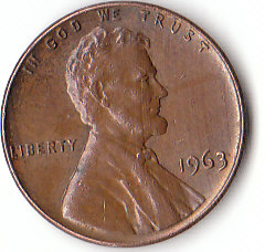 USA (C185)b. 1 Cent 1963 o. Mz. siehe scan