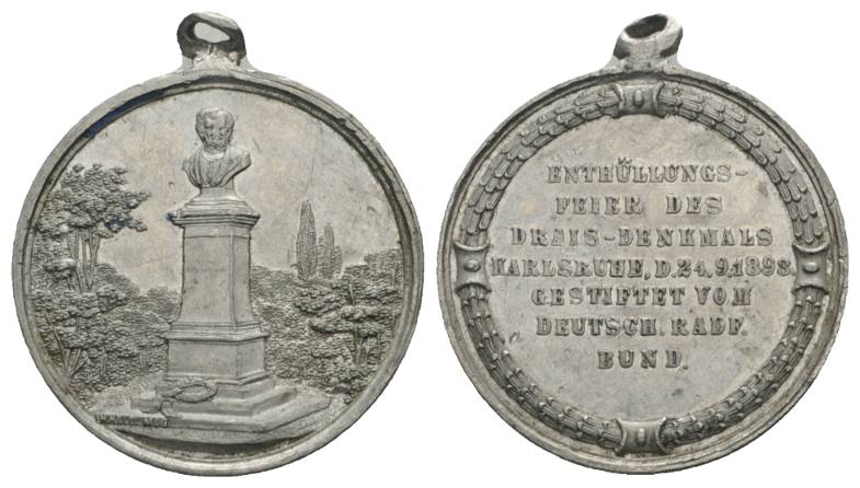  tragbare Zinnmedaille 1898; Ø 30 mm, 7,42 g   