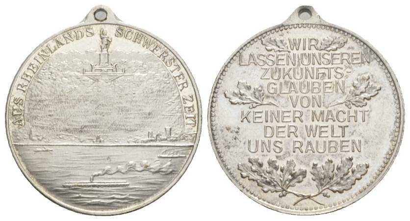  Weimarer Republik, versilberte Bronzemedaille o.J, tragbar; Ø 33,5 mm, 14,18 g   
