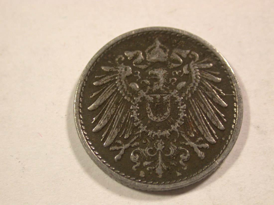  B43 Kaiserreich 5 Pfennig Eisen 1917 E ? in ss-vz  Originalbilder   