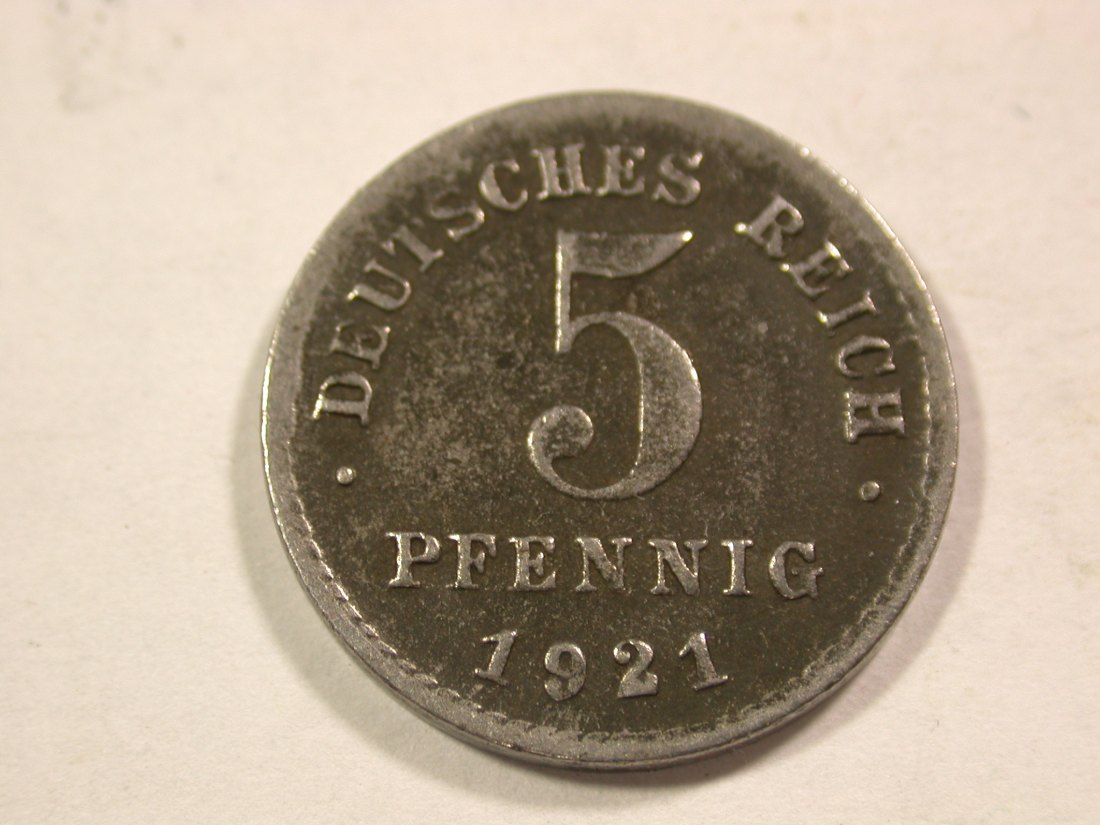  B43 Kaiserreich 5 Pfennig Eisen 1921 D in ss+  Originalbilder   