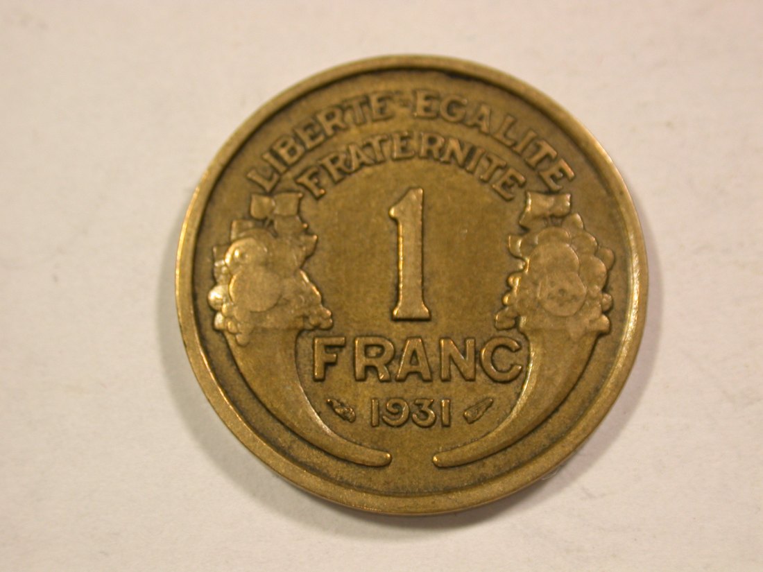 B43 Frankreich 1 Franc 1931 Morlon in ss+ Originalbilder