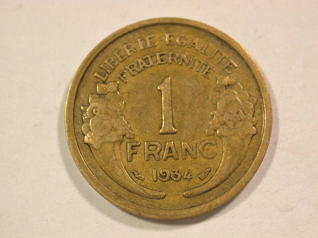  B43 Frankreich 1 Francs 1934 Morlon in ss+  Originalbilder   