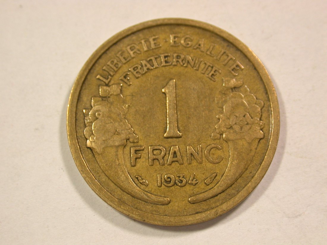 B43 Frankreich 1 Francs 1934 Morlon in ss+ Originalbilder