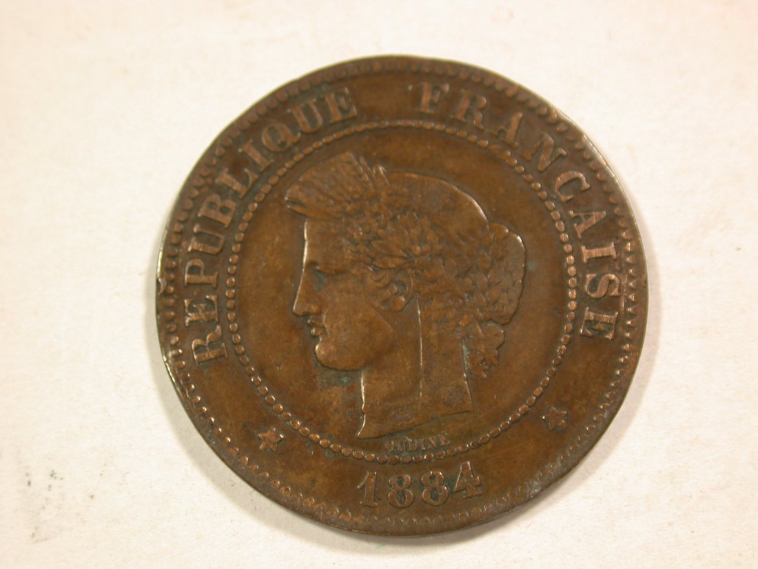  B43 Frankreich 5 Centimes Ceres 1884 A in f.ss  Originalbilder   