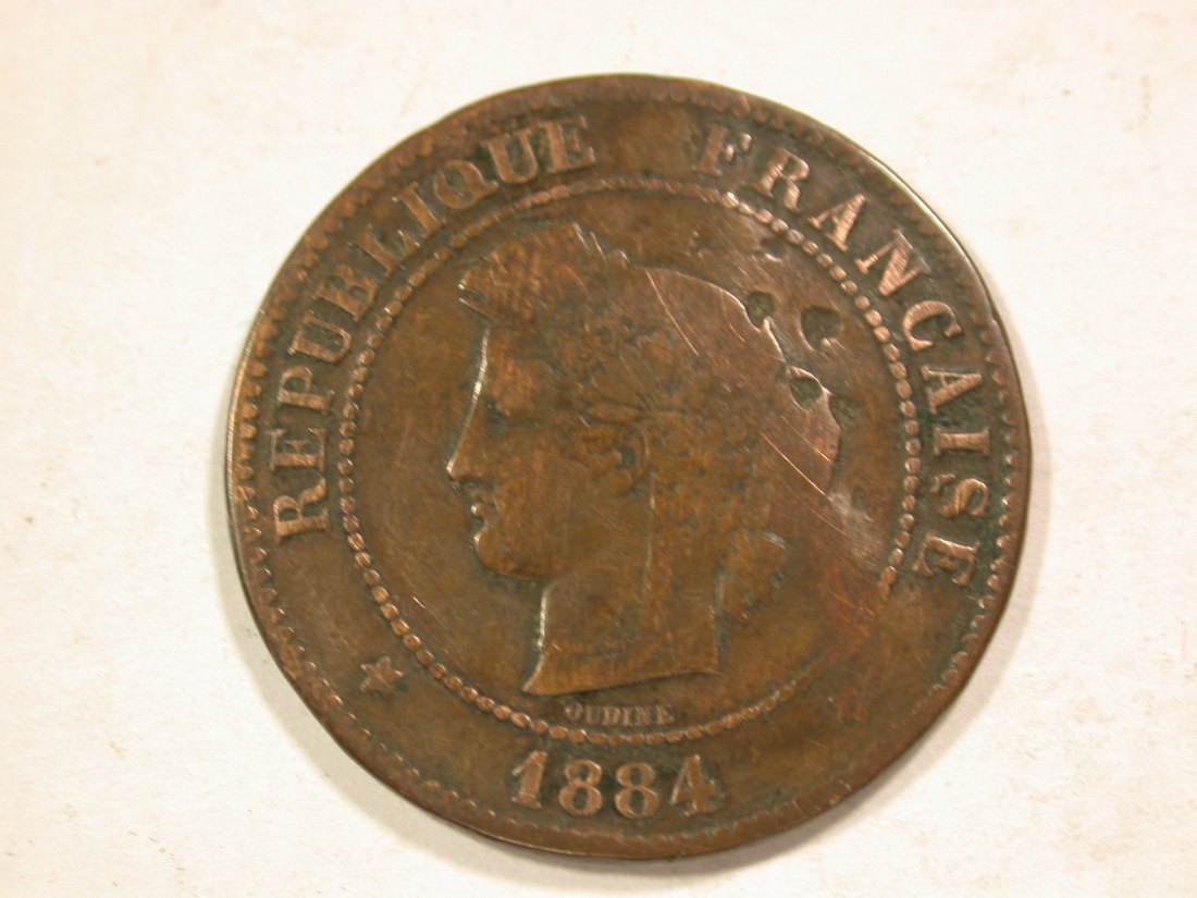  B43 Frankreich 5 Centimes Ceres 1884 A  Belegstück  Originalbilder   