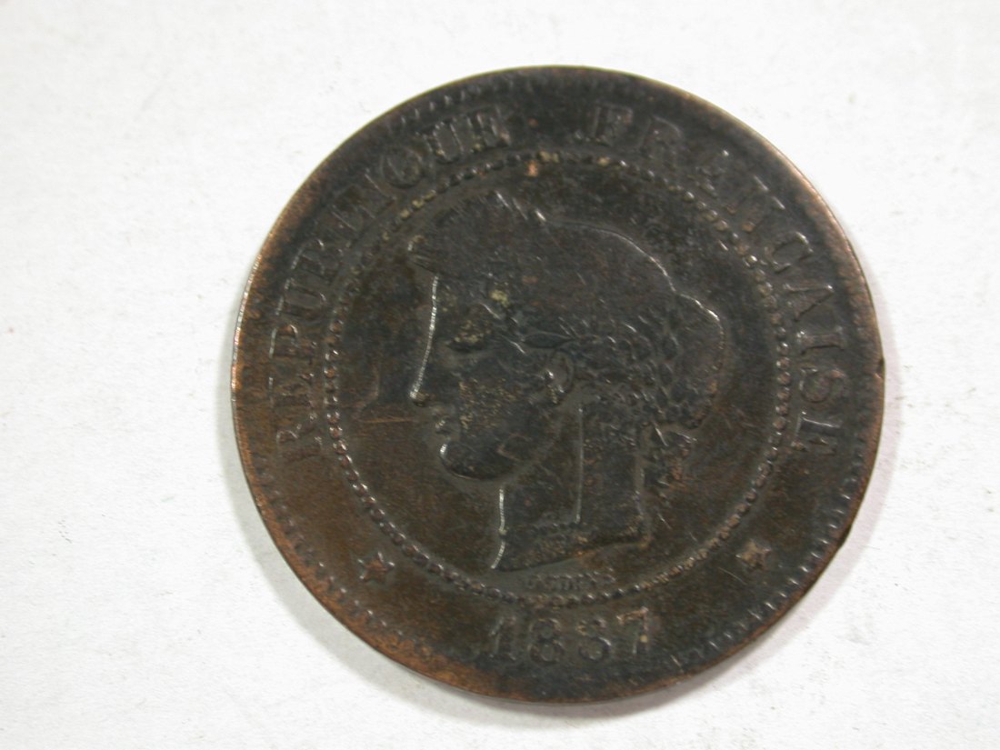  B43 Frankreich 5 Centimes Ceres 1887 in f.ss Originalbilder   