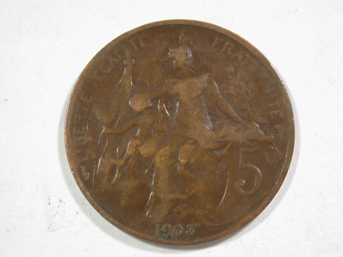 B43 Frankreich 5 Centimes 1903 in ss R ! Originalbilder