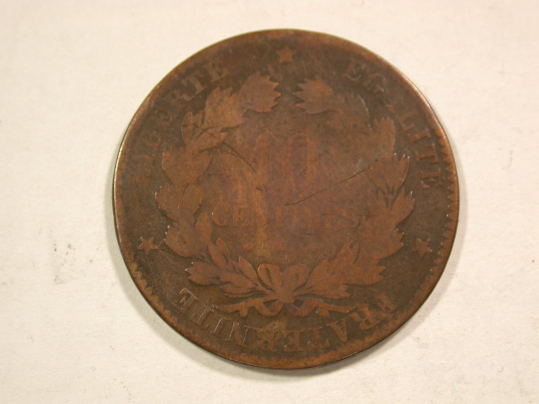  B43 Frankreich 10 Centimes 1872 -K- in gering-schön  Originalbilder   