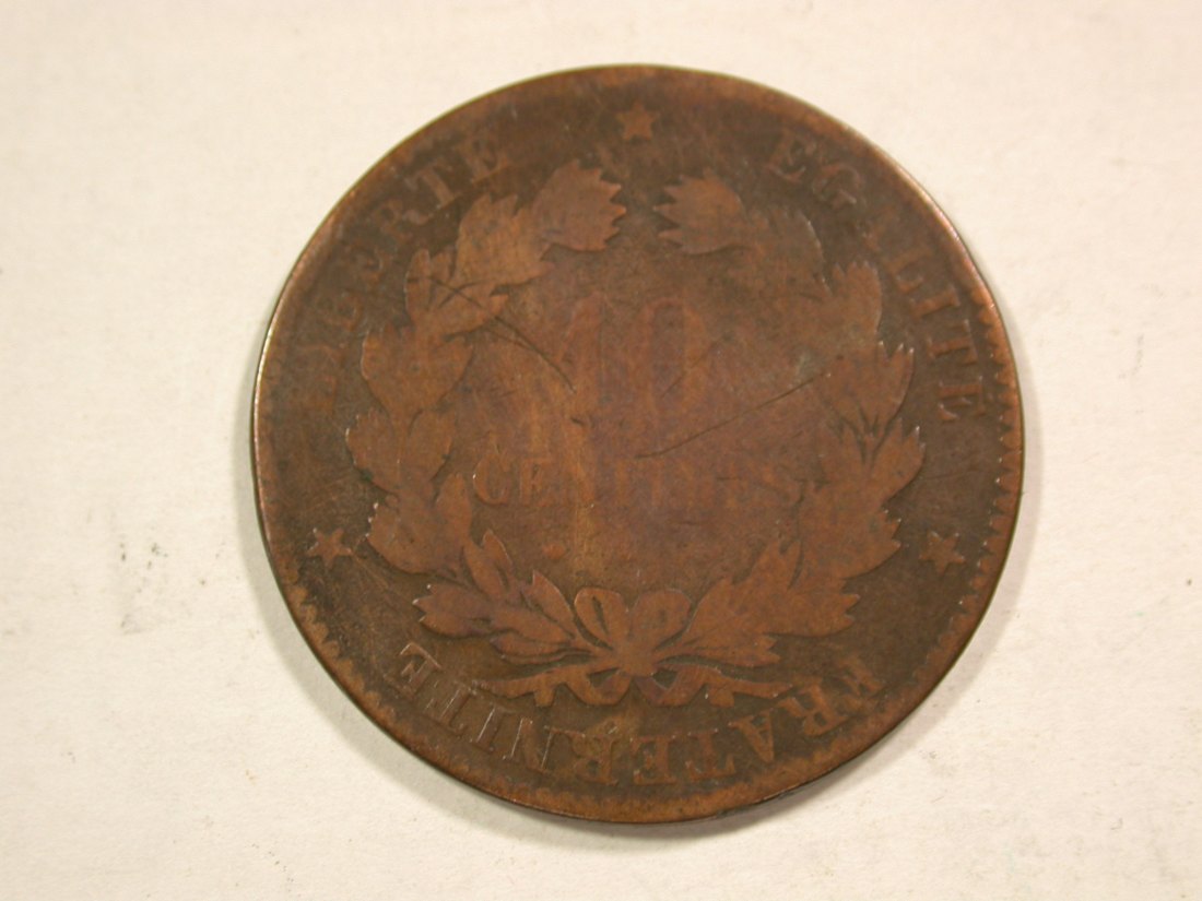 B43 Frankreich 10 Centimes 1872 -K- in gering-schön Originalbilder