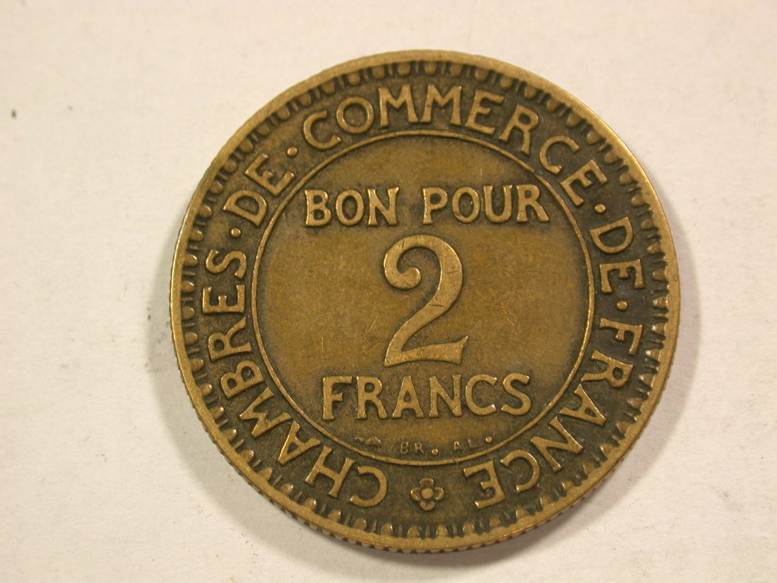  B43 Frankreich  2 Francs Handelskammer 1921 in ss  Originalbilder   