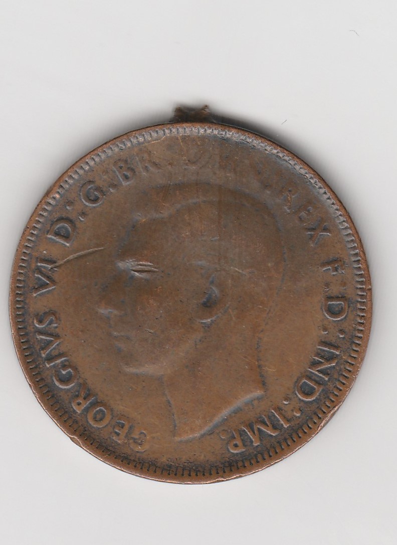 1 Penny Australien 1942 mit Henkelspuren (B936)   
