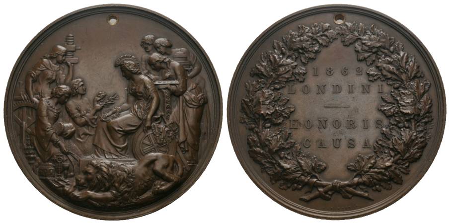  Bronzemedaille 1862, gelocht; Ø 76,5 mm, 228 g; Randschrift: J.H. DRESLER, SENR. CLASS I.   