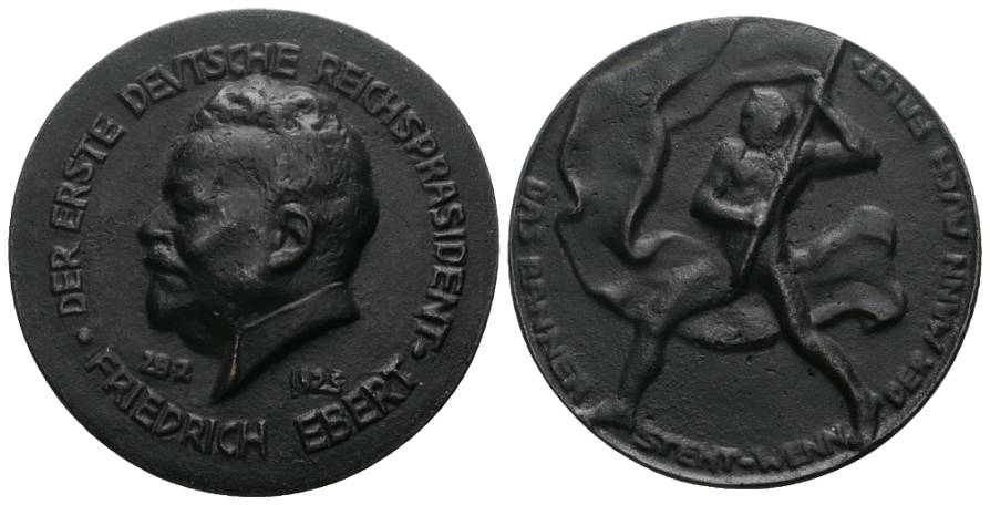  Friedrich Ebert, Eisenmedaille 1925; Ø 63 mm, 91,75 g   