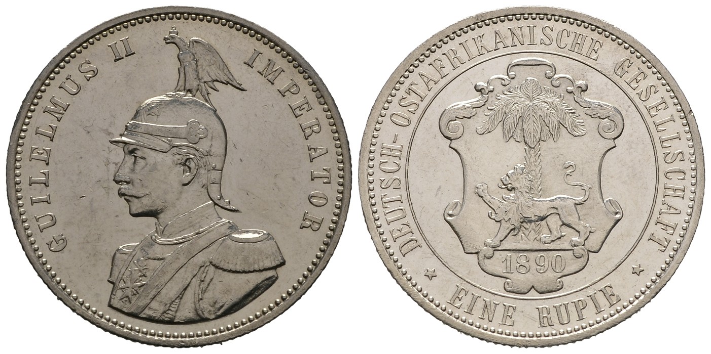 PEUS 7839 Deutsch-Ost-Afrika Wilhelm II.(1888 - 1918) Rupie 1890 Sehr schön