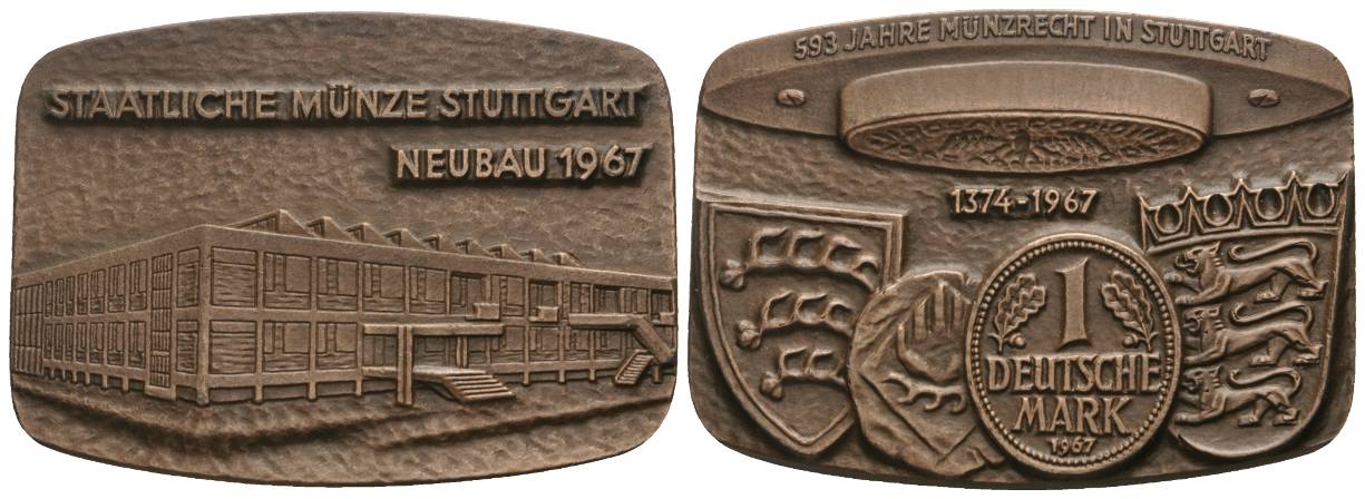  Bronzemedaille 1967; B 62 x H 45 mm, 103,6 g   