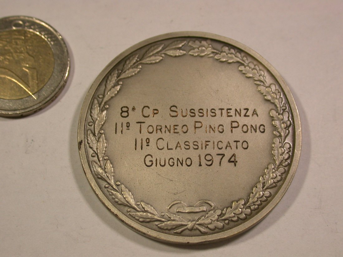  B60 Italien Tischtennis 1974 Medaille 50mm 44,7 Gramm selten  Originalbilder   