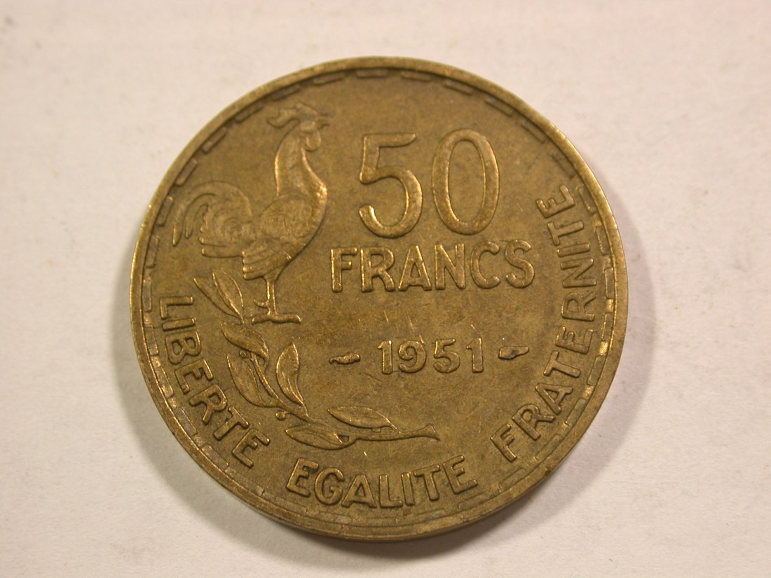  B14 Frankreich  50 Francs 1951 in ss+ Originalbilder   